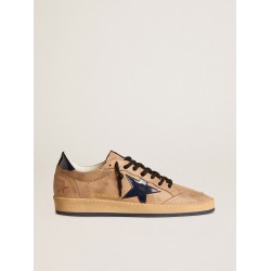 Ball Star in beige leather with blue patent leather star and heel tab