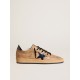 Ball Star in beige leather with blue patent leather star and heel tab