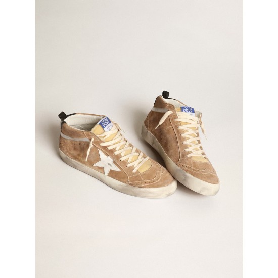 Men's Mid Star in tobacco-colored suede with white leather star