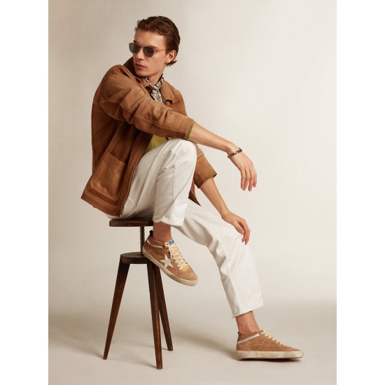 Men's Mid Star in tobacco-colored suede with white leather star