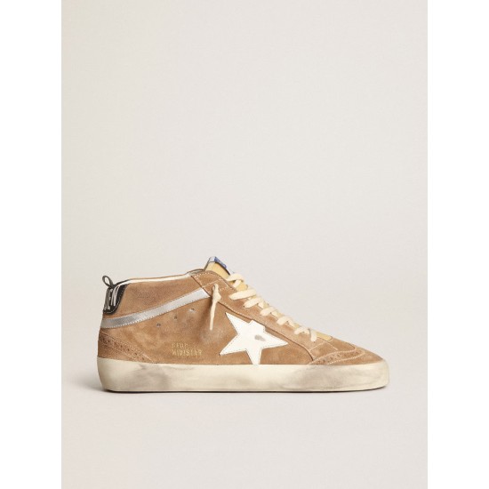 Men's Mid Star in tobacco-colored suede with white leather star