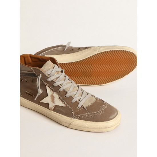 Mid Star in green canvas with leather star and black flash