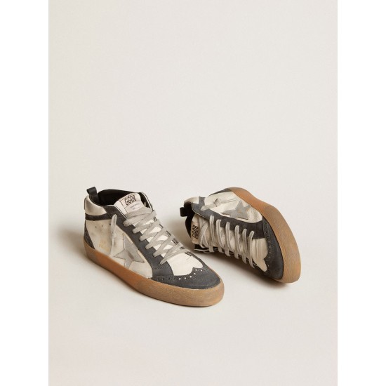 Mid Star in nappa leather with silver leather star and black suede flash