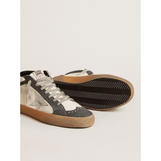Mid Star in nappa leather with silver leather star and black suede flash