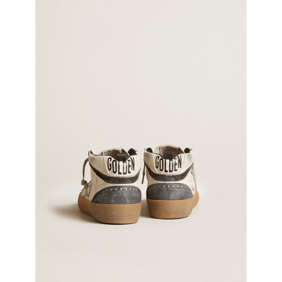 Mid Star in nappa leather with silver leather star and black suede flash