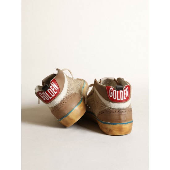 Men's Mid Star in beige mesh and dove gray nubuck and yellow star