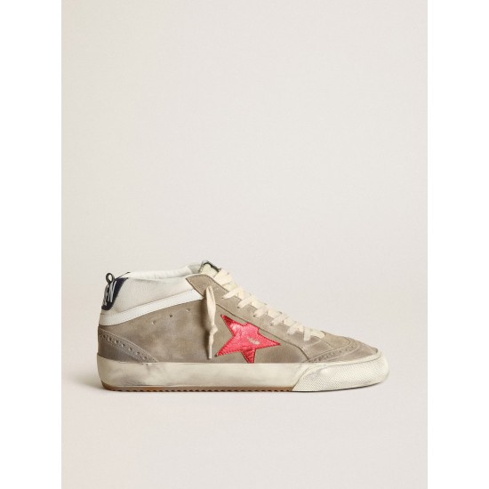 Men's Mid Star in dove gray suede with red leather star