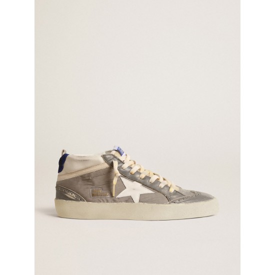 Mid Star LTD in gray nylon and nappa leather with white leather star