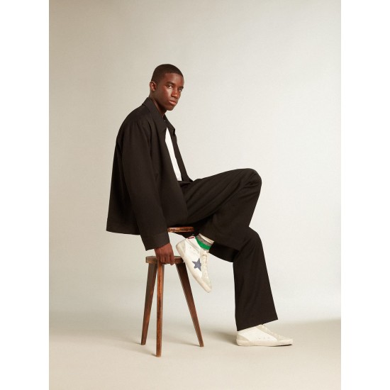 Men's Mid Star LTD with blue leather star and white nappa leather flash