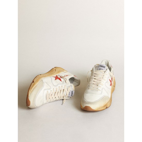 Men's Running Sole with leather star and heel tab with red print
