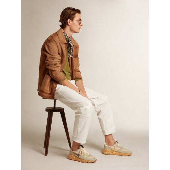 Men’s Running Sole in ice gray with studded suede star