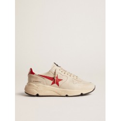Men's Running Sole in gray nappa leather with red nappa leather star and heel tab