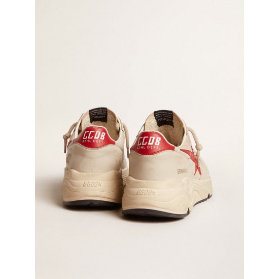 Men's Running Sole in gray nappa leather with red nappa leather star and heel tab