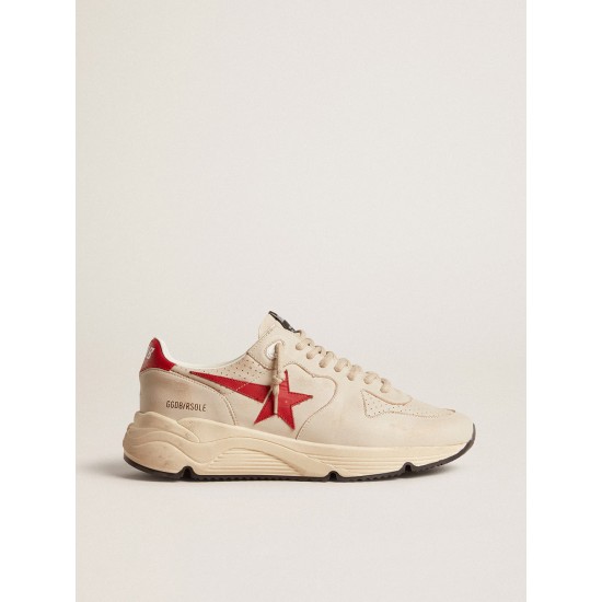 Men's Running Sole in gray nappa leather with red nappa leather star and heel tab