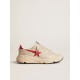 Men's Running Sole in gray nappa leather with red nappa leather star and heel tab