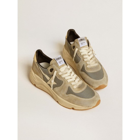 Running Sole in gray suede with white star and white heel tab