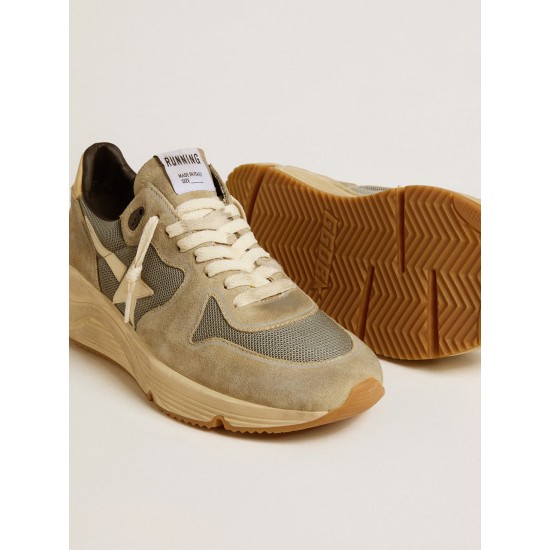 Running Sole in gray suede with white star and white heel tab
