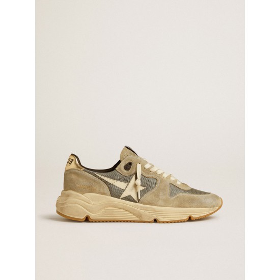 Running Sole in gray suede with white star and white heel tab