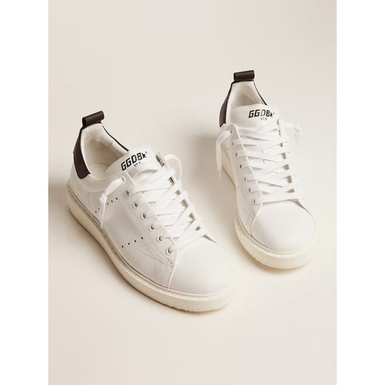 Starter sneakers in white leather with black leather heel tab