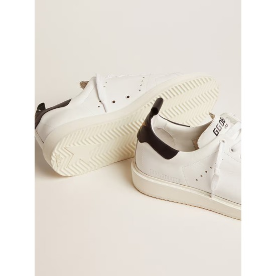 Starter sneakers in white leather with black leather heel tab