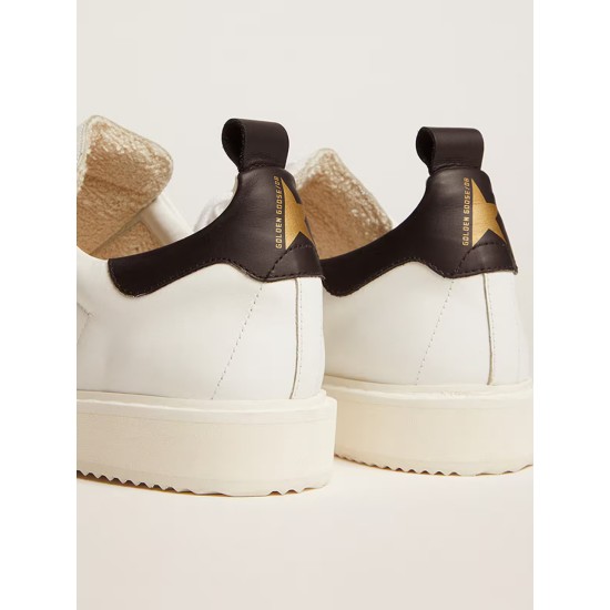 Starter sneakers in white leather with black leather heel tab