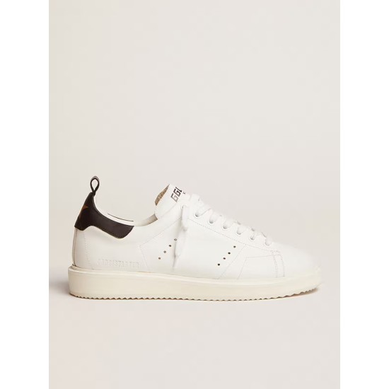 Starter sneakers in white leather with black leather heel tab