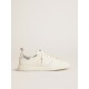 Men’s Starter in white leather with silver metallic leather heel tab