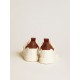 Men’s Starter in white leather with burgundy nubuck heel tab