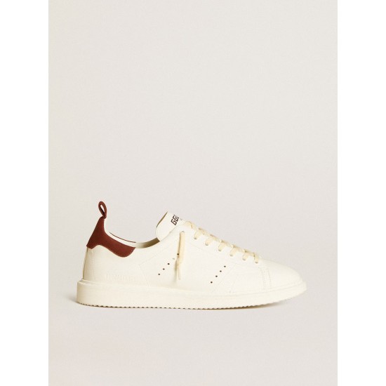 Men’s Starter in white leather with burgundy nubuck heel tab