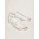 Men's Stardan in white leather with distressed effect