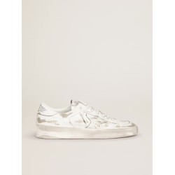 Men's Stardan in white leather with distressed effect
