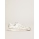 Men's Stardan in white leather with distressed effect