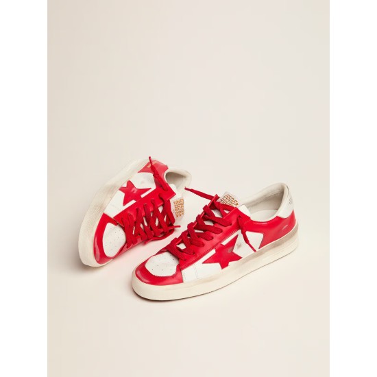Men's Stardan in white and red leather