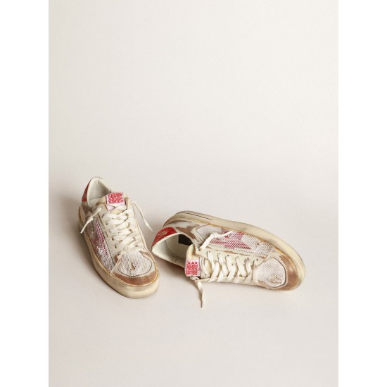 Stardan LAB sneakers in white leather and mesh with red laminated leather star