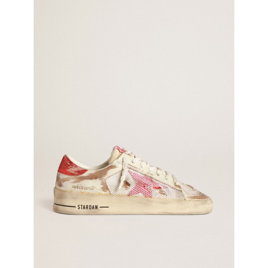 Stardan LAB sneakers in white leather and mesh with red laminated leather star