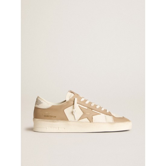 Men's Stardan in white and beige leather with beige star and white heel tab