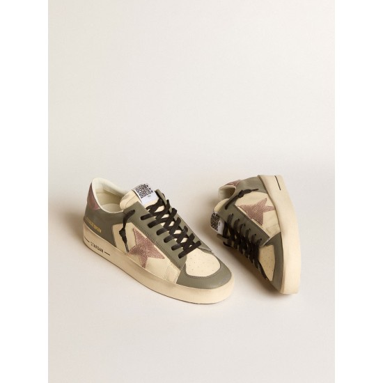 Men's Stardan LTD in gray leather with a pink leather star and heel tab