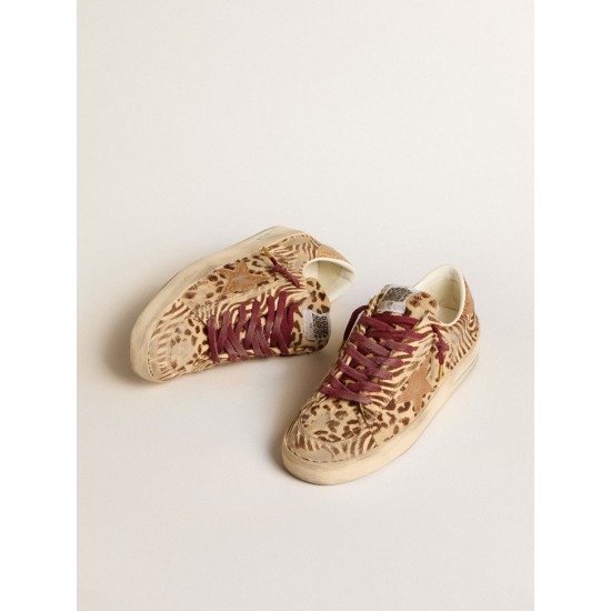 Men's Stardan LTD in animal-print pony skin with gold glitter star
