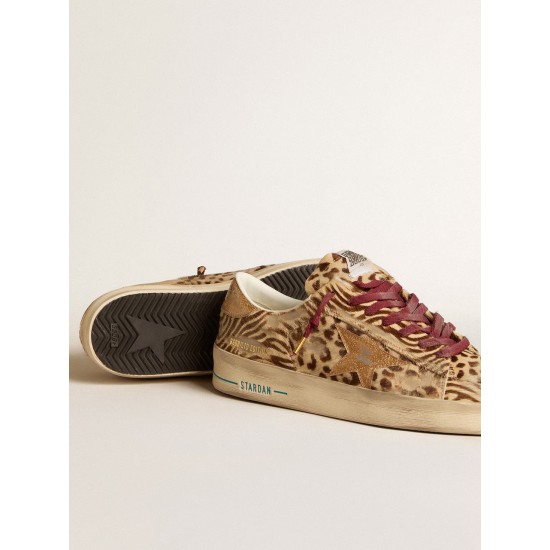Men's Stardan LTD in animal-print pony skin with gold glitter star