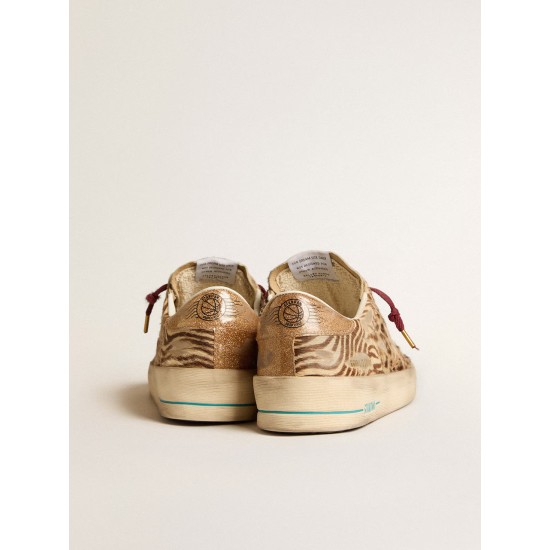 Men's Stardan LTD in animal-print pony skin with gold glitter star