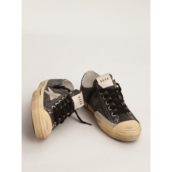 Men's V-Star LTD in black canvas with ice-gray star and heel tab