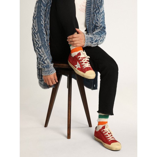 Men's V-Star LTD in dark red suede with silver star and heel tab