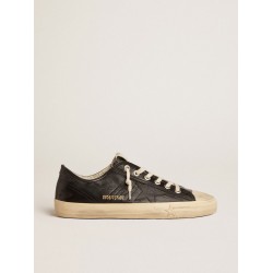 Men's V-Star in black nappa leather with a black leather star