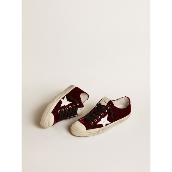 Men’s V-Star LTD in burgundy velvet with white leather star