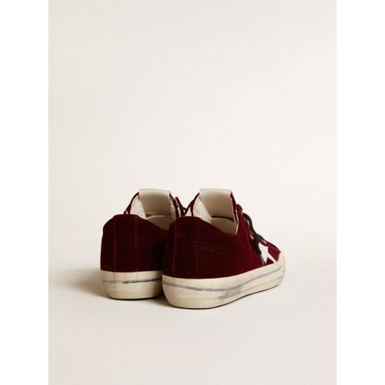 Men’s V-Star LTD in burgundy velvet with white leather star