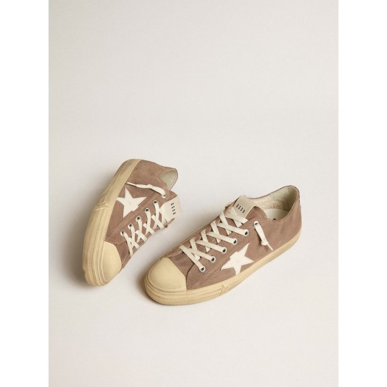 V-Star in dove-gray suede with white nappa leather star