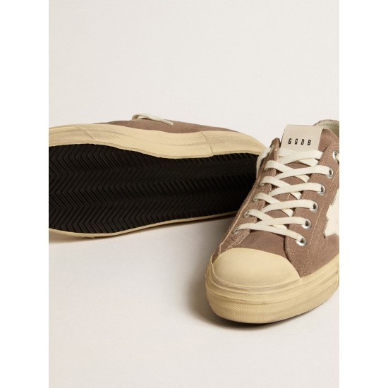V-Star in dove-gray suede with white nappa leather star