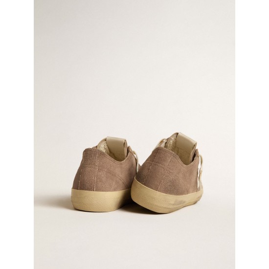 V-Star in dove-gray suede with white nappa leather star