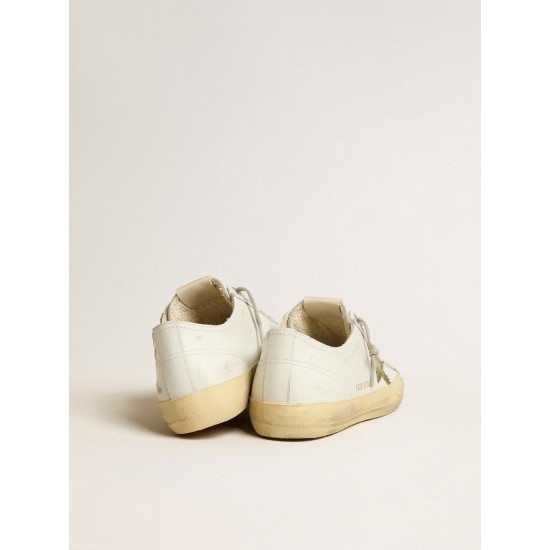 Men's V-Star in white leather with green canvas star