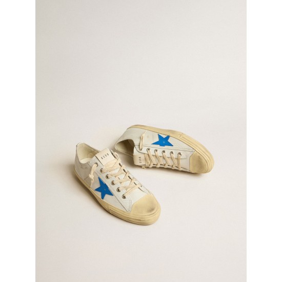 V-Star in white leather with light blue leather star